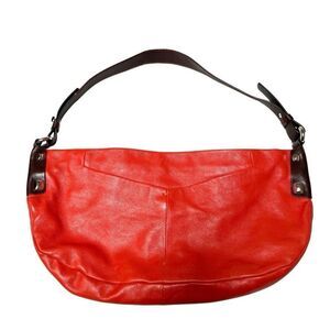 Francesco Biasia Hobo Leather Shoulder Hand Bag Purse Burnt Orange & Brown